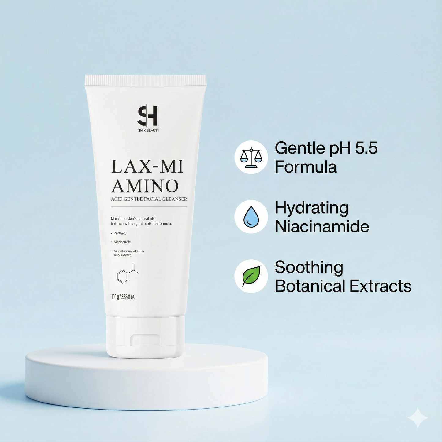 SHIK BEAUTY LAX-MI AMINO ACID GENTLE FACIAL CLEANSER (pH 5.5 Balanced Formula with Niacinamide & Panthenol)
