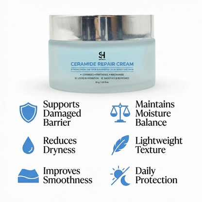 SHIK BEAUTY Ceramide Repair Cream 30g – Barrier Support Gel Cream with Ceramides, Niacinamide & Panthenol